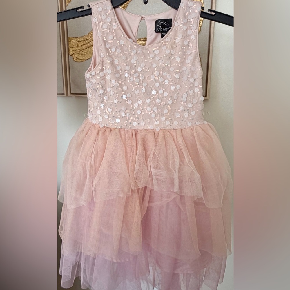 Girls Pink Sequin Dress